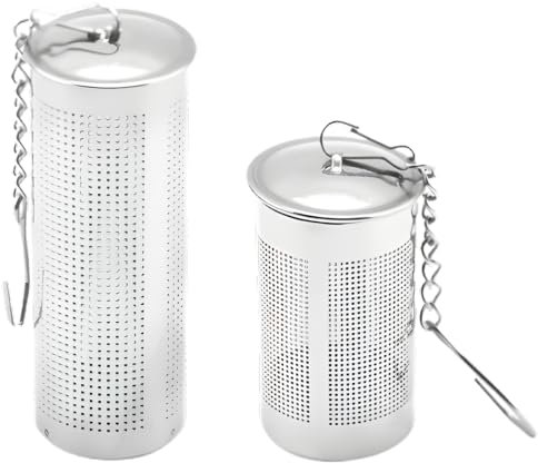 JTUYPT 4 Pcs Infuseur à Thé Boule à Thé Infuseur à Thé Trou Fin en 304 Acier Inoxydable Filtre à Thé avec Chaîne et Couvercle Boule a The Infuseur pour Tasse Mug Theiere Bouteille(4cm/6.5cm,Argent)