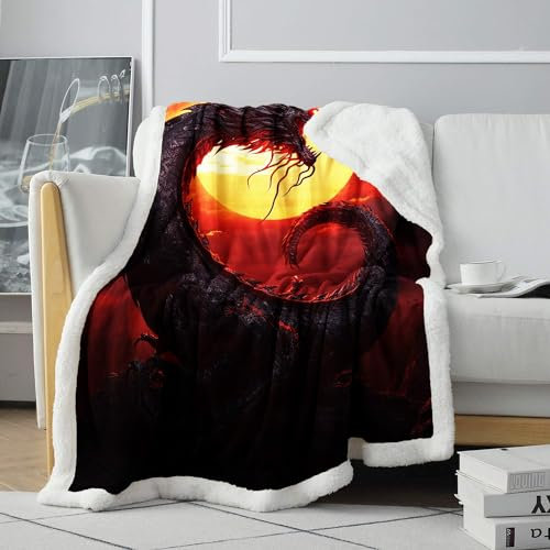 CHTLIFQ Digital Bedruckte Decke, Elemental Lava Dragons, modischer Sherpa Überwurf, Sofa, Bett, Couch, Einzelbett, für alle Jahreszeiten, Kinderbettwäsche, 31,5 x 47,3 Zoll Sherpa (80 x 120 cm)