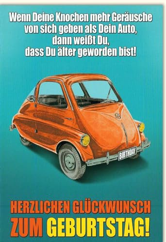 Tushita Geburtstagskarte für Männer lustig Spruch Auto - mit Umschlag