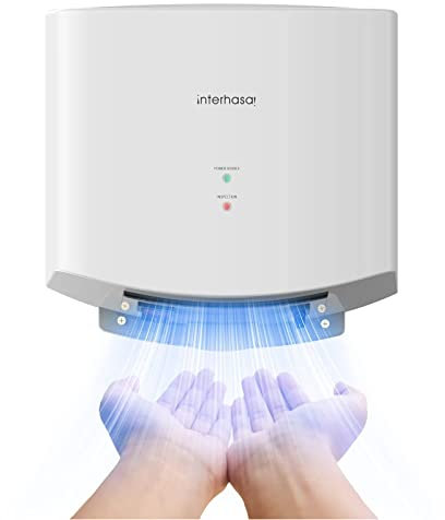 interhasa! Händetrockner automatischer Infrarotsensor handtrockner leise Gewerbe und Haushalt 1250W (Weiß)