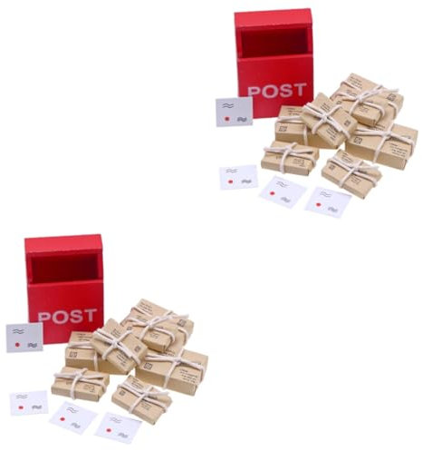 Abaodam 2 Sätze Puppenhaus Briefkasten Pakete Requisiten Puppenhaus Mini-Mailbox-Modell Puppenhaus-briefkasten-bastelarbeiten Kleiner Briefkasten Möbel Papier Miniatur
