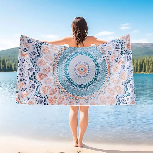 YEJIKJ Strandhandtuch Handtücher groß, Sandfreie und Leichte Strandtuch, Badehandtuch für Erwachsene, Tragbares Reisetuch für Fitness, Yoga, Saunahandtücher (180 x 90 cm)