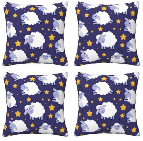 OPSREY Quadratische Kissenbezüge mit Schaf-Motiv, für Sofa, Schlafzimmer, Auto, HQ-0123
