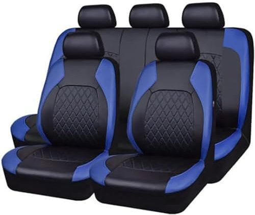 JITEM Auto Sitzbezüge Set Für VW Caddy 2K 2005-2019, Leder Sitzbezügesets Vorne Rückbank RüCken Sitzkissen Komfortabler Anti Rutsch Autozubehör, C/Blue