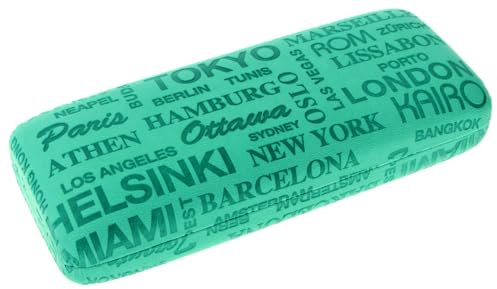 Stilvoll und einzigartiges Hartschalen - Brillenetui Towns mit Schriftprägung in Türkis