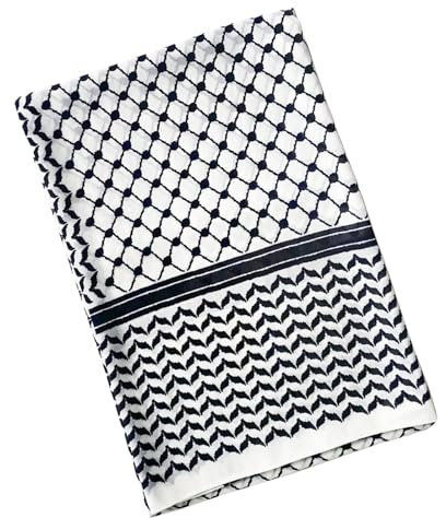 Palästina Schal, 180x70CM Palästina, Atmungsaktive Arabische Palästina Kopftücher, Muslimisch Bedruckter Chiffon Hijab Tücher, für Damen, Herren & Geschenke (Schwarz)