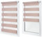 Doppelrollo ohne Bohren – Sichtschutz und Sonnenschutz, Klemmfix – Bleich-Rosa, 90 cm breit (Stoffbreite) x 120 cm hoch (Fensterhöhe) – Duo Rollo für Fenster/Tür, lichtdurchlässig/verdunkelnd