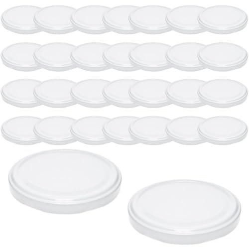 mikken 30 weisse Deckel TO 82/8,5 cm für Einmachgläser Twist-Off Ersatzdeckel Schraubdeckel für Sturzgläser und Marmeladengläser