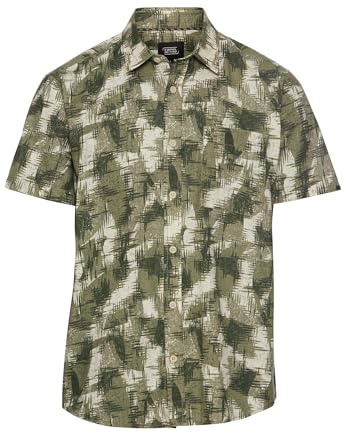 camel active Herren Kurzarmhemd mit Strukturmuster Grün, menswear-4XL