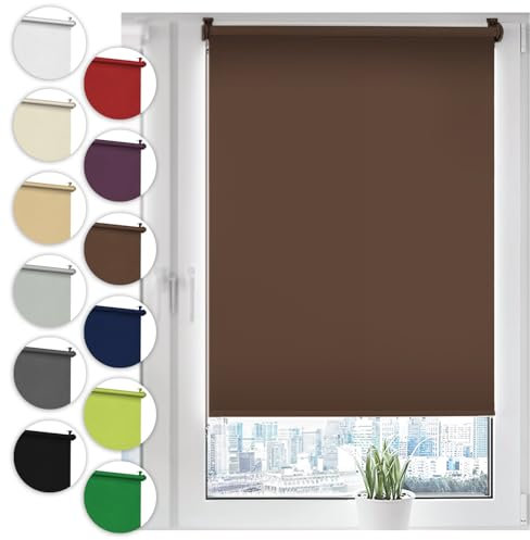 Verdunkelungsrollo Klemmfix ohne Bohren 50cm x 130cm Braun Verdunklungsrollo Fensterrollo Rollo Seitenzugrollo Klemmrollo für Fenster & Tür