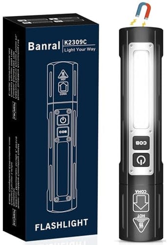 Banral Taschenlampe LED Aufladbar - Taschenlampe Extrem Hell - Taschenlampe Magnetisch - Klein Taschenlampe mit 8 Modi IPX5 Wasserdichte Handlampe für Outdoor Camping, Wandern, Angeln,Notfäll