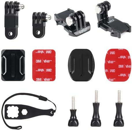 HSU Helmet Mounts Set for Go Pro Action Cameras, Extension Arms Quick Release Buckle Clip Accessories Kit for Hero 13/12/11/10/9/8/7/6/5/4/3