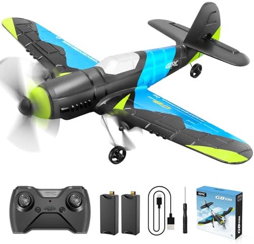 4DRC G8 RC Plane with 2 Take-off Modes, 2 Batteries and Light, 2.4GHz 6 axis Gyro Stabilizer RTF Glider Remote Control Aircraft Planes Jet Fighter Toys Gift for Kids Beginners Adults