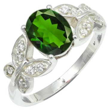 JEWELFORCE Im Labor gezüchteter Chromoxid-Edelstein-Bandring, Sterlingsilber, ring für Männer und Frauen, Bandring, Schmuck JSR-1251BB25_(71 (22.6))