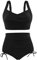 UMIPUBO Costume da Bagno Donna A Vita Alta Due Pezzi Bikini Set Push Up Imbottito Reggiseno Costumi da Mare Controllo della Pancia Abiti da Spiaggia Regolabile Beachwear Estivi Nero, XXL