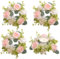 Huilimei 4 Stück Kerzenringe, Kränze, künstliche Hortensienkranz, Kerzen, Kränze für Säulen, Weihnachten, Hochzeit, Zuhause, Tischdekoration, Rosa