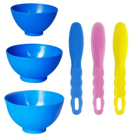 FSSTUD 6 Pcs Lab Mixing Bowl Set Rubber Mixing Bowls Plastic Mixing Spatulas Facial Mask Bowls Small Impression Spatulas Impression Material Bowls Flexible Straight Spatulas for Alginate Plaster