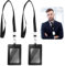 2 Pezzi Porta Badge da Collo, Porta Badge Doppio, Portabadge Collo i Pelle Nera PU con Lanyard, Porta Tessera Verticale per Documenti, Carta d'Identità, Chiavi e Badge, Accessorio per Ufficio