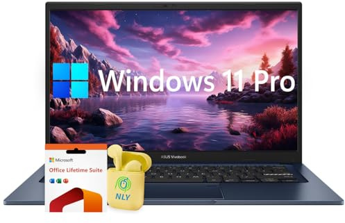 ASUS 14 FHD Vivobook Business Laptop, 6-core Intel Core i3, 24GB RAM 1TB SSD, Windows 11 Pro with Microsoft Office Lifetime Suite, Wi-Fi 6E, Camera Privacy Shutter, NLY Earphones, Quiet Blue