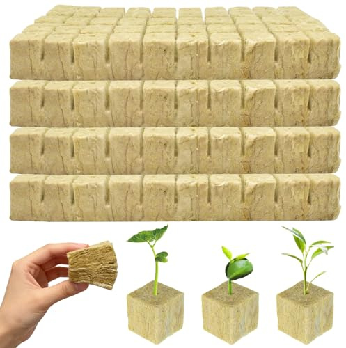 GBKDQQ 200 pezzi di lana di roccia, 25 x 25 x 25 mm, cubo di roccia, buona permeabilità all'aria, tappetino per la coltivazione di piantine senza suolo