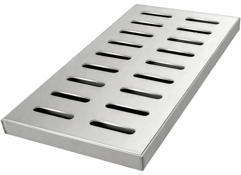 Rejilla Desague Terraza de Acero Inoxidable 304, Canaleta Desague con Rejilla para Desagüe de Alcantarillado en Exteriores, Terrazas de Piscinas, Patios, Jardines(50x25 cm/20x10 in)