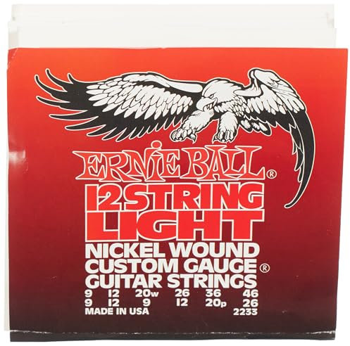 Ernie Ball, Light 12-String Nickel Wound, Corde per chitarra elettrica a 12 corde, diametro 9-46