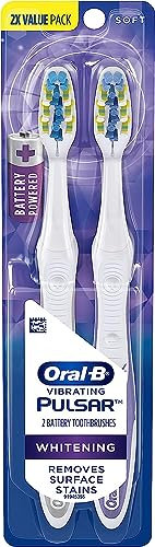 Oral-B Pulsar 3D White Luxe Battery Powered Toothbrush, Soft, 2 Count