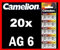 20 x AG6 LR69 KNOPFZELLEN 171 371 GP71A SR920W CAMELION