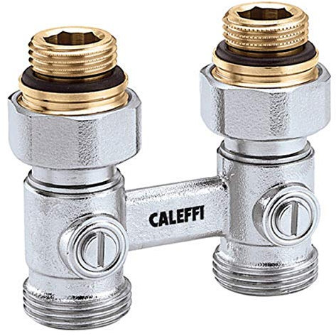 Caleffi Hahnblock DN 20 (3/4x3/4) Durchgang für Zweirohranschluss, 2er Set