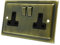 AET VAB2GSOCBB Victorian Antique Brass 2 Gang Socket-13 Amp Double Electrical Plug Socket, 250 V