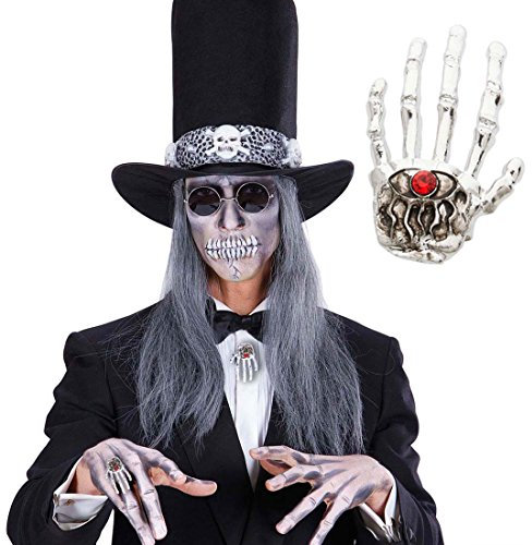 Amakando Skeletthand Fingerring Knochen Ring Silber Hexe Fingerschmuck Skelett Hand Modeschmuck Vampir Silberschmuck Gothic Punkrock Schmuck