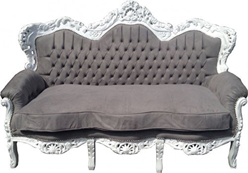 Casa Padrino Barock 3-er Sofa 'King' Grau/Weiß - Möbel Barock