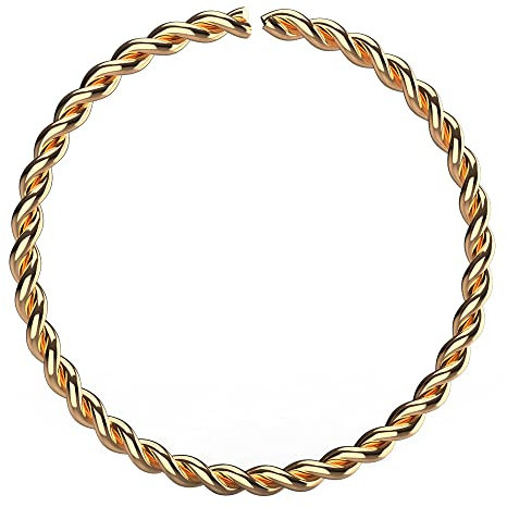 AZARIO LONDON 9K Solid Rose Gold Nose Ring – 22 Gauge (0.6mm), 8mm Continuous Twister Hoop Piercing Jewellery