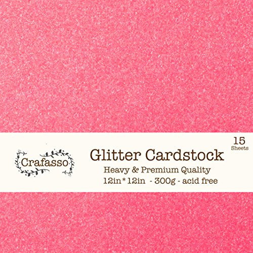 Crafasso 300 g schwerer und hochwertiger Glitzer-Karton, 30,5 x 30,5 cm, 15 Blatt, Hot Pink