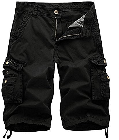 DONGD Cargo-Shorts für Herren, Baumwolle, lockere Passform, Camouflage, Cargo-Shorts, Schwarz, 54 DE