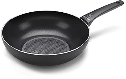 Moneta Recy Wok 28 cm Ricicla 52 Lattine, Net Induction, Nero, Corpo Alluminio 100% Riciclato