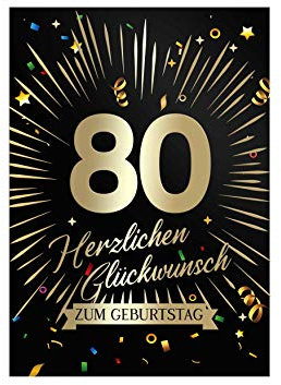 Friendly Fox Geburtstagskarte 80. Geburtstag, 1x Glückwunschkarte zum Geburtstag, DIN A5 Klappkarte Happy Birthday