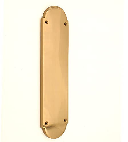 Victorian Style Heavy Duty Internal Door Square & Shaped Design Push Door Fingerplate Protector in Brass/Chrome/Satin (Shaped Fingerplate, Polished Brass)