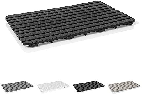 Pedana Doccia Antiscivolo Rettangolare, 80x50x2.5 cm, PP Alta Resistenza Ideale per Interno Esterno (Nero)
