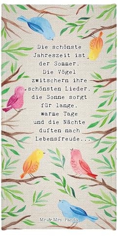 Mr. & Mrs. Panda 70 x 140 Handtuch Vogelgezwitscher - Geschenk, Kinder Handtuch, Positive Botschaft, Strandtuch, Saunatuch, Naturliebhaber, Badetuch,