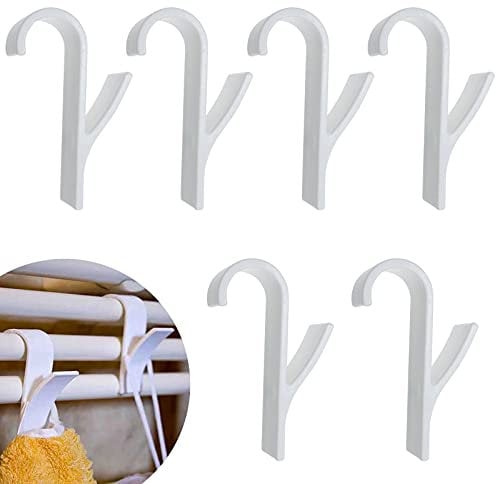 DonLeeving 6 Pieces Bath Hook Holder Plastic Heated Towel Rail Radiator Hooks Tubular Bath Hook Holders Crook Grab(White)