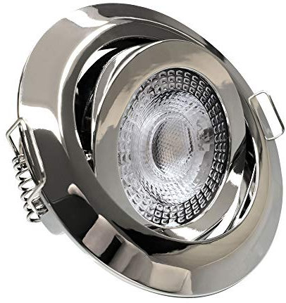 max K O M F O R T LED Einbaustrahler Ultraflach 5 Watt Chrom schwenkbar 230V Rund warmweiß Deckenstrahler Spot Deckenspot Lumira