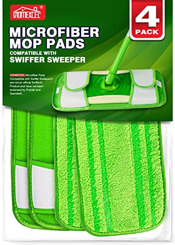 HOMEXCEL Almohadillas de microfibra compatibles con trapeadores Swiffer, reutilizables y lavables a máquina, recambios de cabezal de fregona para limpieza en húmedo y seco multisuperficie, paquete de