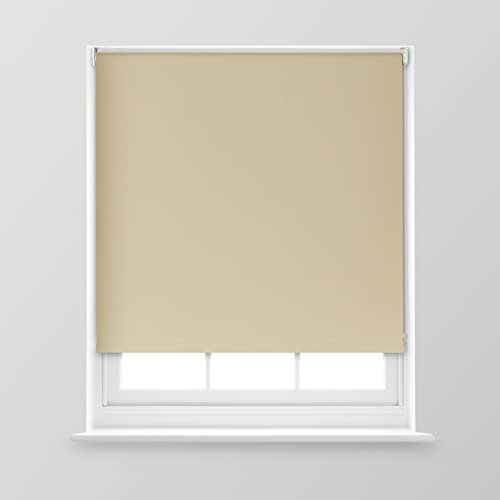 A.Unique Home Premium Trimmable Thermal Blackout Roller Window Blind in a Variety of Colours and Sizes Ideal for any Room - 4FT - Natural - 120cm (W) x 170cm (L) | 47.2 (W) x 66.9 (L)