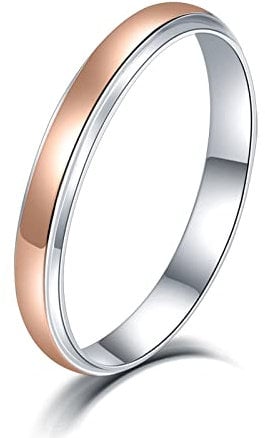 Skcess Ring Gold 750 Verlobungsring 18 Karat Roségold Weißgold, Trauringe Silber Roségold Glatt Zweifarbig Verlobungsringe Größe 62 (19.7)