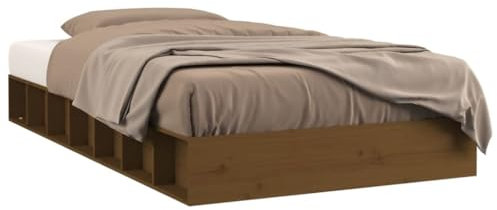 vidaXL Massivholzbett Bett Einzelbett Bettgestell Lattenrost Bettrahmen Schlafzimmerbett Holzbett Schlafzimmermöbel Braun 75x190cm