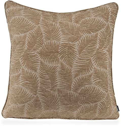 H.O.C.K. Nelly Kissen inkl. Füllung Dekokissen und Hocker in verschiedenen Größen und Farben mit Blätter-Motiv (60x60cm, Taupe/beige)