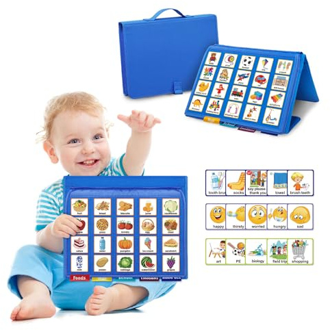 Boczif Visual Communication Book, Nonverbal Communication Board | Autism Language Vocabulary Learning Materials, Speech Articulation Therapy Cue Cards for Kids, Toddler Behavior Book for Home