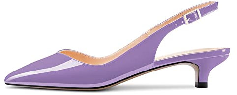 HDEUOLM Donna Gattini Basso Tacco Heel a Punta Sandali Slingback Slip-on Pumps Feste Dress 3.5 CM Heels Viola 40 EU