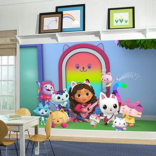 Themed Gabby's Dollhouse Mural - Gabby and Friends Playing Guitar Full Wall Mural Kids Art (2.5m Height x 2.5m Width)